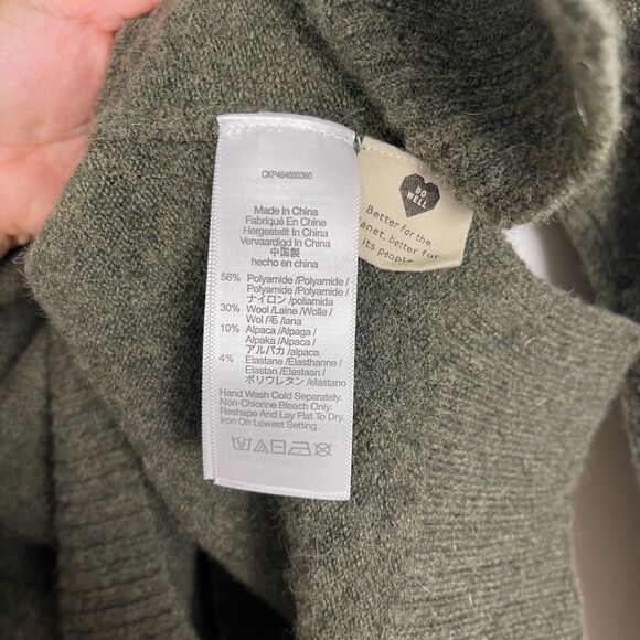 Madewell Wool Alpaca Sweater Relaxed Crewneck Green Balloon Sleeves Cozy Womens - Picture 6 of 10